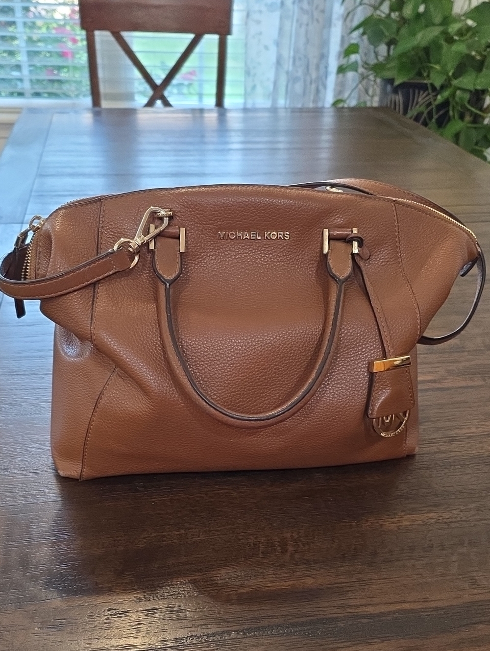 Michael Kors Collection Cognac Leather Satchel with Gold Hardware Preloved!